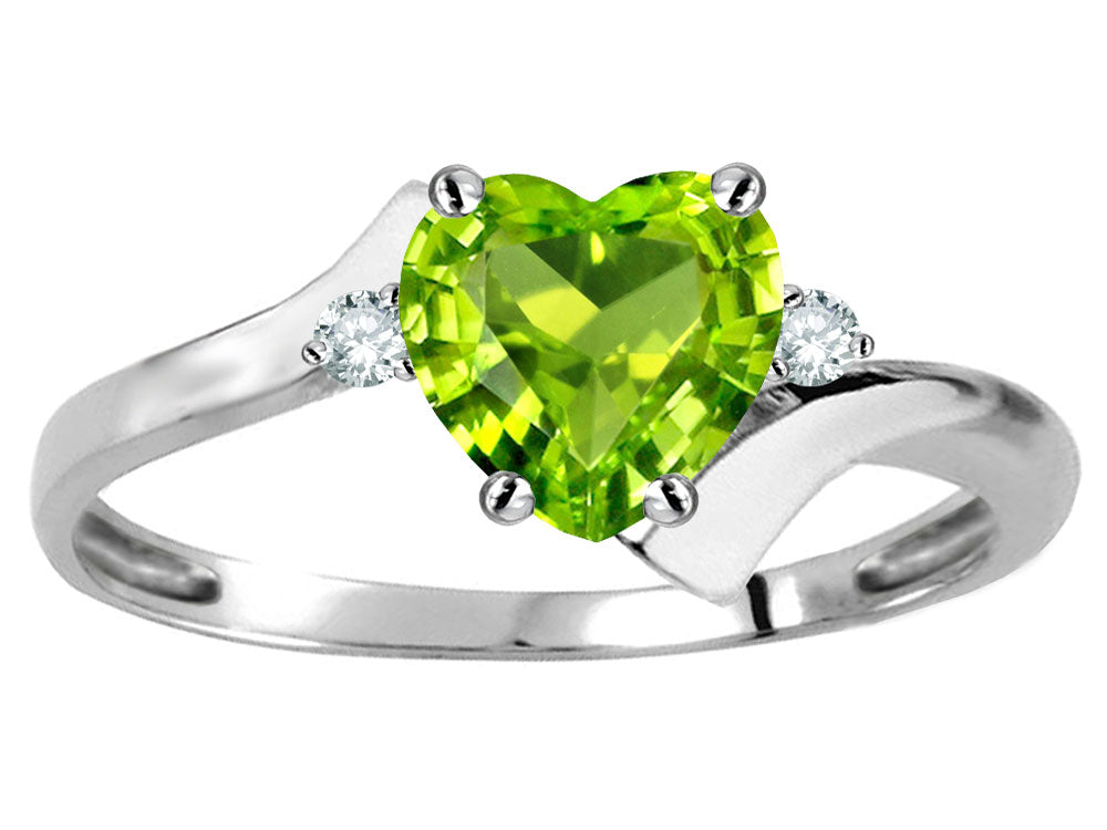 Original Star K Heart Shape 6mm Genuine Peridot bypass Ring