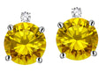 Star K Round 7mm Genuine Citrine Stud Earrings with Accent Stone on Top
