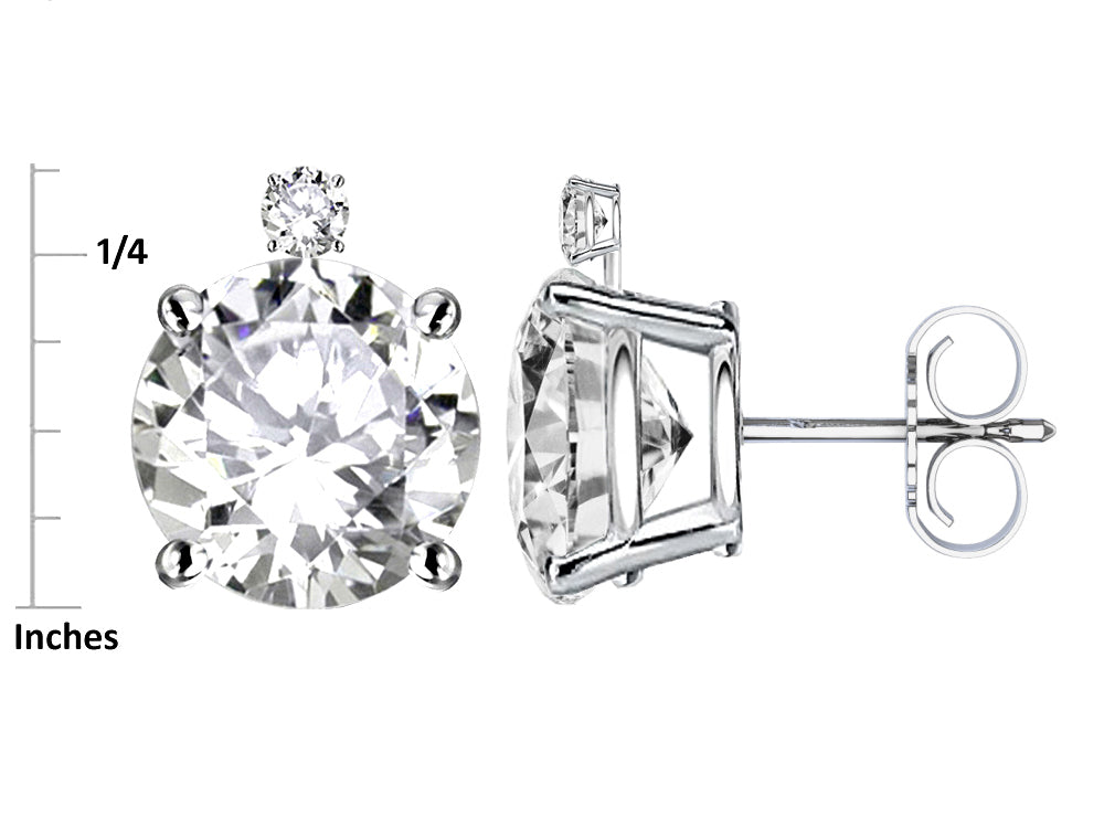 Star K Round 7mm Genuine Garnet Stud Earrings with Accent Stone on Top