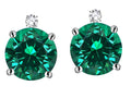 Star K Round 7mm Simulated Emerald Stud Earrings with Accent Stone on Top