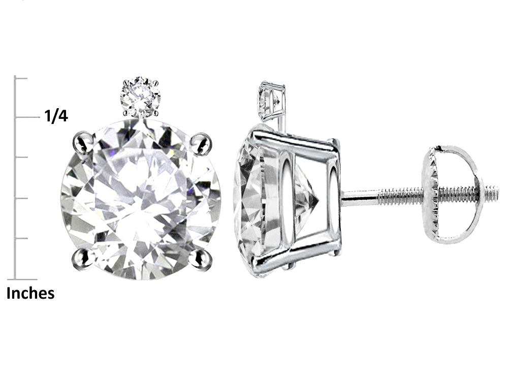 Star K Round 7mm Genuine Garnet Screw Back Stud Earrings with Accent Stone on Top