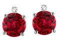 Star K Round 7mm Created Ruby Screw Back Stud Earrings with Accent Stone on Top