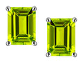 Star K Emerald Cut 8x6mm Genuine Peridot Screw Back Earrings Studs