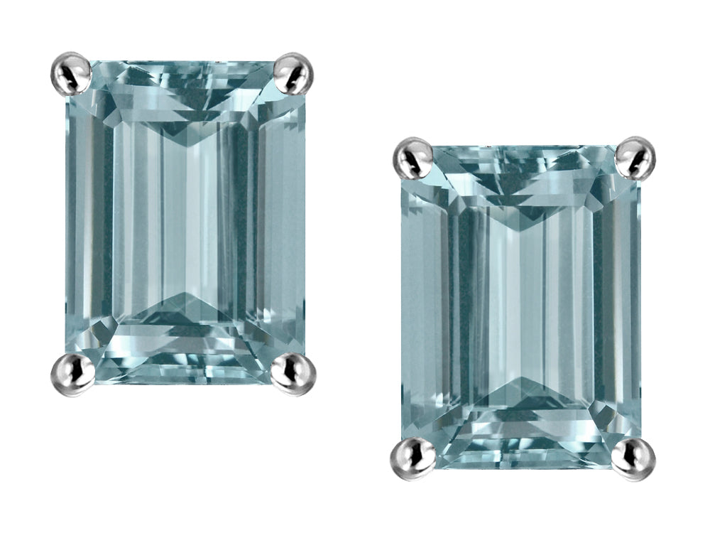 Star K Emerald Cut 8x6mm Genuine Sky Blue Topaz Screw Back Earrings Studs