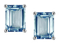 Star K Emerald Cut 8x6mm Simulated Aquamarine Screw Back Earrings Studs