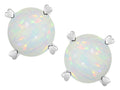 Star K Round 7mm Genuine Opal Push Back Stud Earrings with Heart Prongs