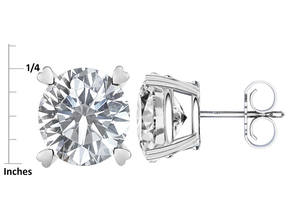 Star K Round 7mm Genuine Garnet Push Back Stud Earrings with Heart Prongs
