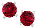 Star K Round 7mm Created Ruby Push Back Stud Earrings with Heart Prongs