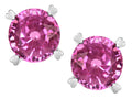 Star K Round 7mm Created Pink Sapphire Push Back Stud Earrings with Heart Prongs