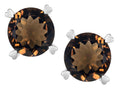 Star K Round 7mm Genuine Smoky Quartz Push Back Stud Earrings with Heart Prongs