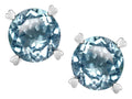 Star K Round 7mm Genuine Sky Blue Topaz Screw Back Stud Earrings with Heart Prongs