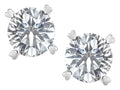 Star K Round 7mm Genuine White Topaz Screw Back Stud Earrings with Heart Prongs