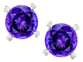 Star K Round 7mm Genuine Amethyst Screw Back Stud Earrings with Heart Prongs