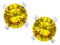 Star K Round 7mm Genuine Citrine Screw Back Stud Earrings with Heart Prongs