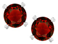Star K Round 7mm Genuine Garnet Screw Back Stud Earrings with Heart Prongs
