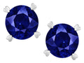 Star K Round 7mm Created Sapphire Screw Back Stud Earrings with Heart Prongs