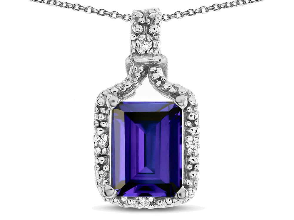 Star K Antique Vintage Look Emerald Cut 8x6 Genuine Iolite Octagon Pendant