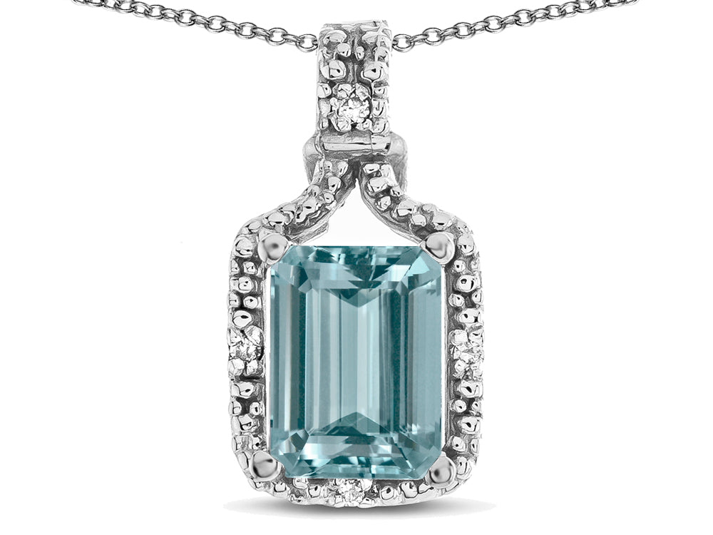 Star K Antique Vintage Look Emerald Cut 8x6 Genuine Sky Blue Topaz Octagon Pendant