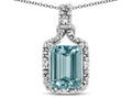 Star K Antique Vintage Look Emerald Cut 8x6 Genuine Sky Blue Topaz Octagon Pendant