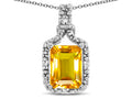 Star K Antique Vintage Look Emerald Cut 8x6 Genuine Citrine Octagon Pendant