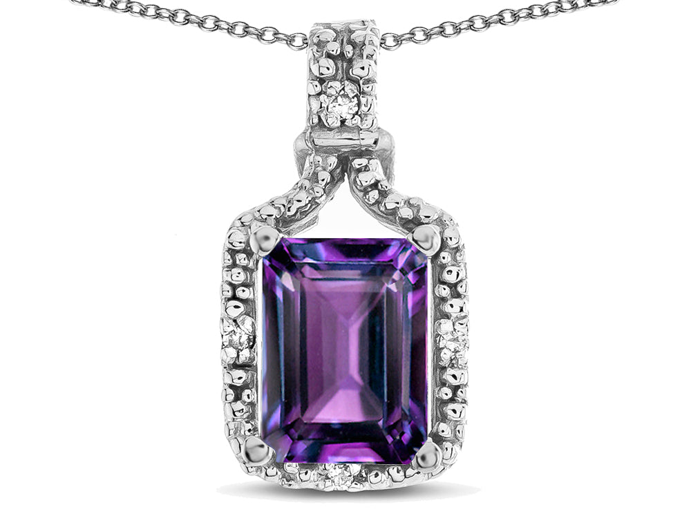Star K Antique Vintage Look Emerald Cut 8x6 Simulated Alexandrite Octagon Pendant