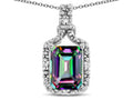 Star K Antique Vintage Look Emerald Cut 8x6 Rainbow Mystic Topaz Octagon Pendant