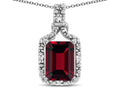 Star K Antique Vintage Look Emerald Cut 8x6 Genuine Garnet Octagon Pendant