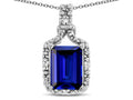 Star K Antique Vintage Look Emerald Cut 8x6 Created Sapphire Octagon Pendant