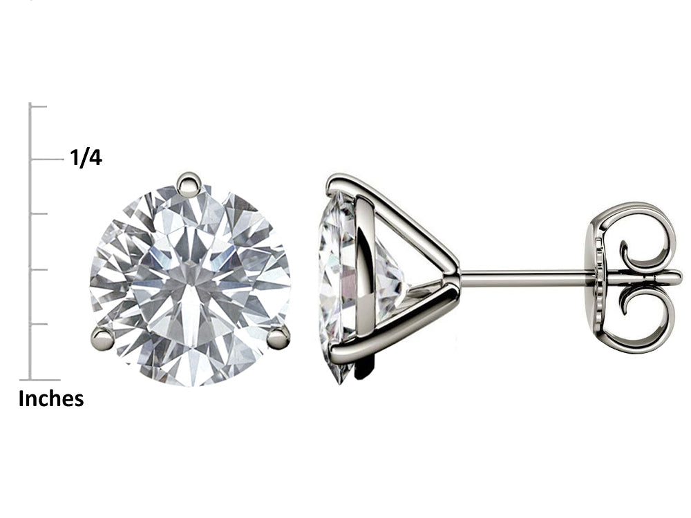 Star K Round 6mm Genuine Opal Three 3 prong Martini push back Stud earrings