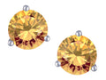 Star K Round 6mm Simulated Imperial Yellow Topaz Three 3 prong Martini push back Stud earrings