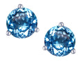 Star K Round 6mm Genuine Blue Topaz Three 3 prong Martini Screw back Stud earrings