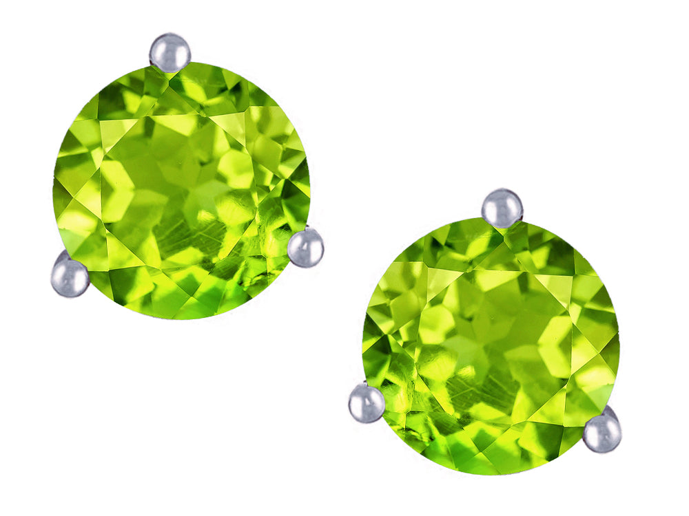 Star K Round 6mm Genuine Peridot Three 3 prong Martini Screw back Stud earrings