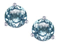 Star K Round 6mm Genuine Sky Blue Topaz Three 3 prong Martini Screw back Stud earrings