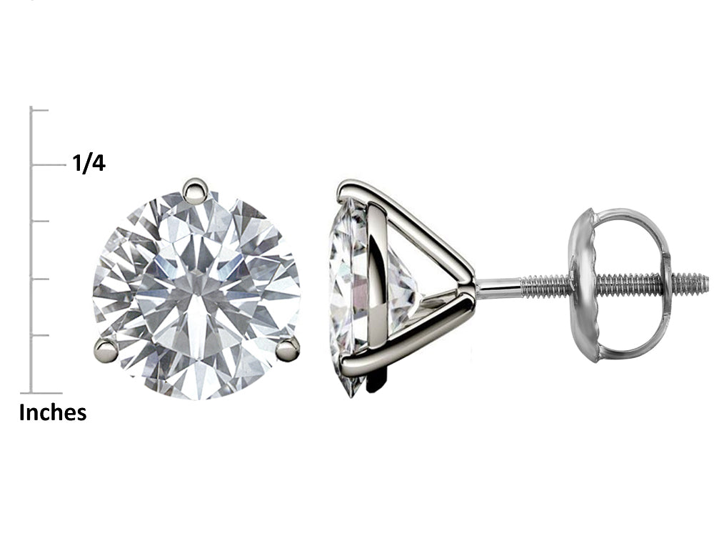 Star K Round 6mm Genuine Peridot Three 3 prong Martini Screw back Stud earrings