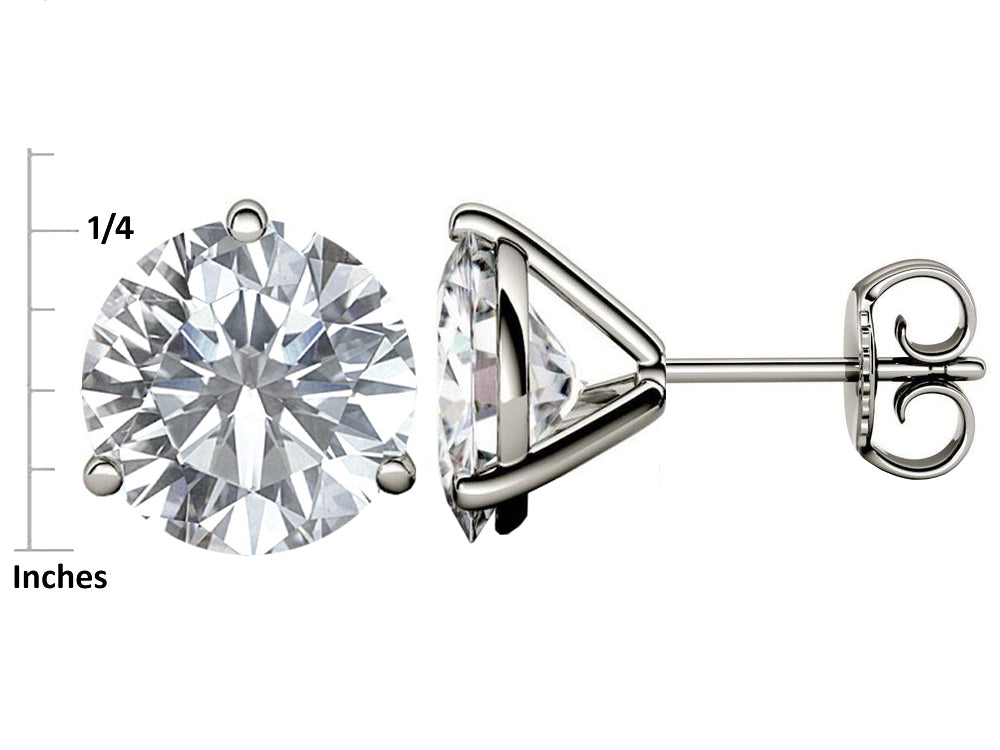 Star K Round 7mm Genuine Sky Blue Topaz Three 3 prong Martini push back Stud earrings