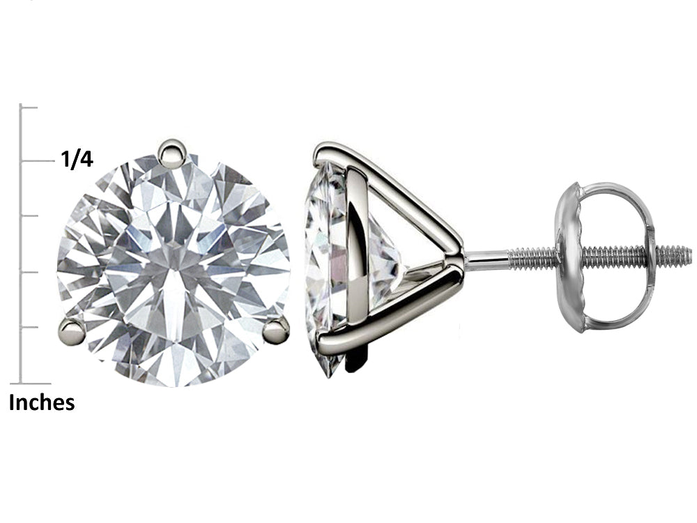 Star K Round 7mm Genuine Sky Blue Topaz Three 3 prong Martini Screw back Stud earrings