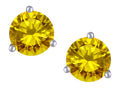 Star K Round 7mm Genuine Citrine Three 3 prong Martini Screw back Stud earrings