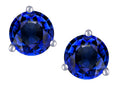 Star K Round 7mm Created Sapphire Three 3 prong Martini Screw back Stud earrings