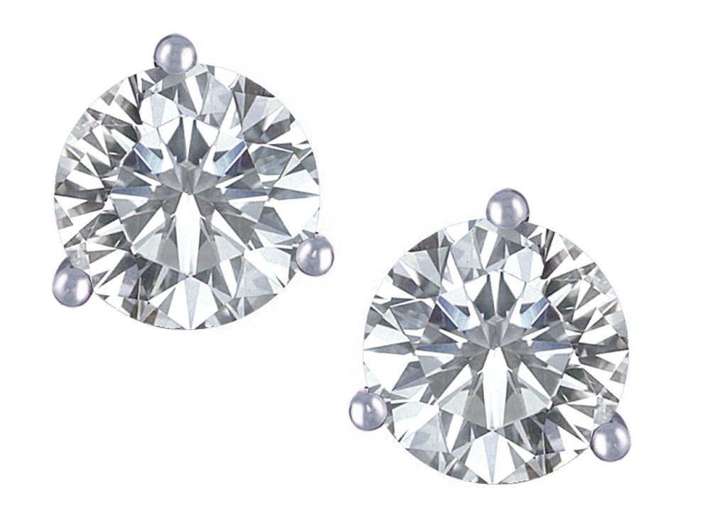 Star K Round 7mm Genuine White Topaz Three 3 prong Martini Screw back Stud earrings