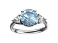 Star K Three 3 Stone 8mm Round Genuine Sky Blue Topaz Trillion Engagement Promise Comfort fit Ring