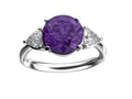 Star K Three 3 Stone 8mm Round Simulated Alexandrite Trillion Engagement Promise Comfort fit Ring