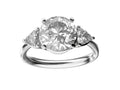 Star K Three 3 Stone 8mm Round Genuine White Topaz Trillion Engagement Promise Comfort fit Ring