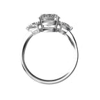 Star K Three 3 Stone 8mm Round Genuine White Topaz Trillion Engagement Promise Comfort fit Ring
