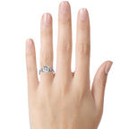 Star K Three 3 Stone 8mm Round Genuine White Topaz Trillion Engagement Promise Comfort fit Ring