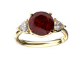 Star K Three 3 Stone 8mm Round Genuine Garnet Trillion Engagement Promise Comfort fit Ring