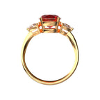 Star K Three 3 Stone 8mm Round Created Ruby Trillion Engagement Promise Comfort fit Ring