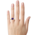Star K Three 3 Stone 8mm Round Simulated Alexandrite Trillion Engagement Promise Comfort fit Ring