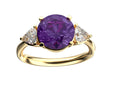 Star K Three 3 Stone 8mm Round Simulated Alexandrite Trillion Engagement Promise Comfort fit Ring