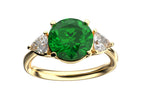 Star K Three 3 Stone 8mm Round Simulated Emerald Trillion Engagement Promise Comfort fit Ring