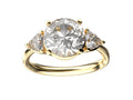 Star K Three 3 Stone 8mm Round Genuine White Topaz Trillion Engagement Promise Comfort fit Ring